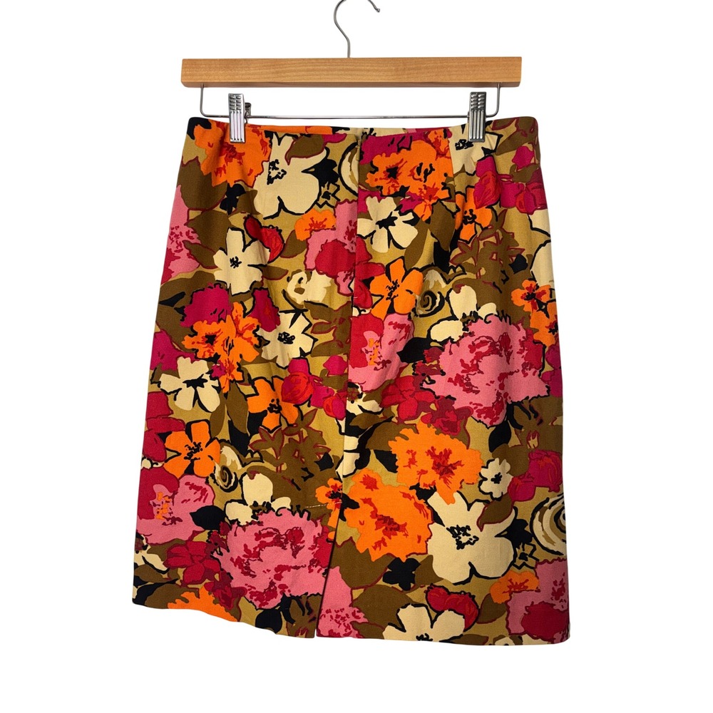 Talbots Womens Skirt 6P Multicolor Floral Cotton Blend Mod Retro Pencil Office - Picture 2 of 7